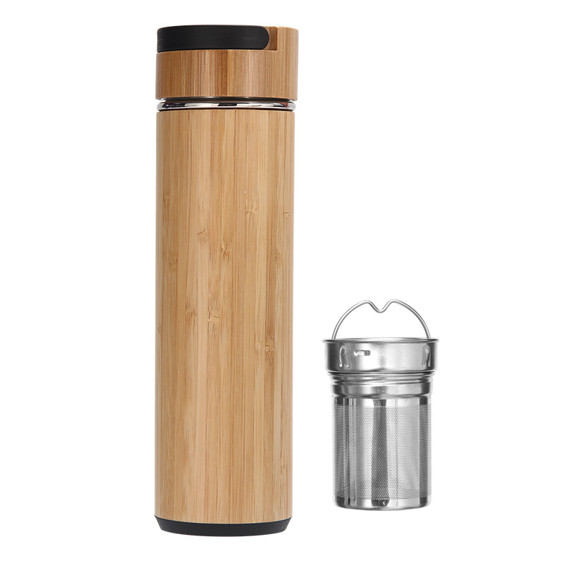 550ML double wall stainless steel bamboo water bottle