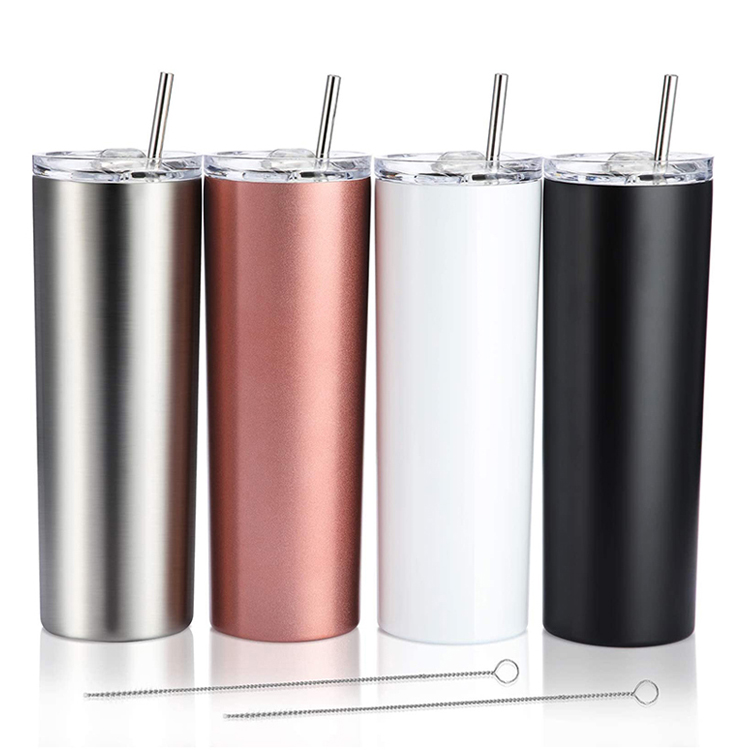 Stainless Steel Sublimation Blanks Straight Skinny Tumbler With Straw