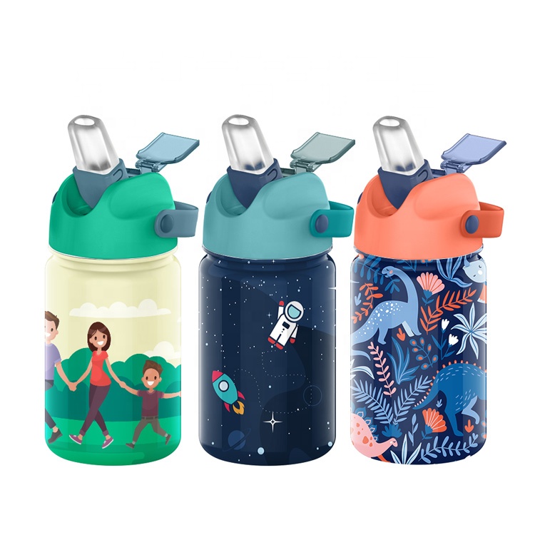 Stainless Steel Drinking Bottle with Straw for kids