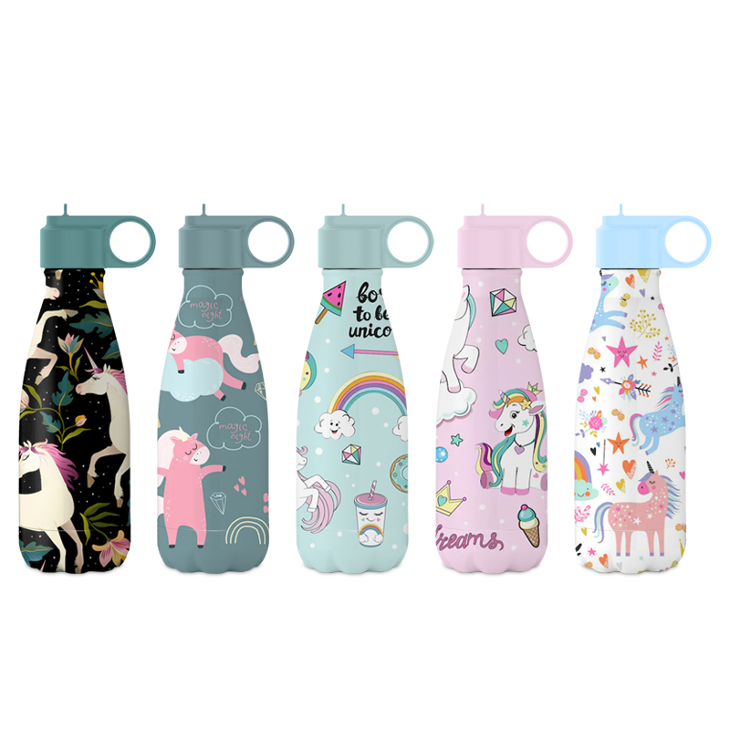 Stainless steel baby children thermal water bottles straw lid