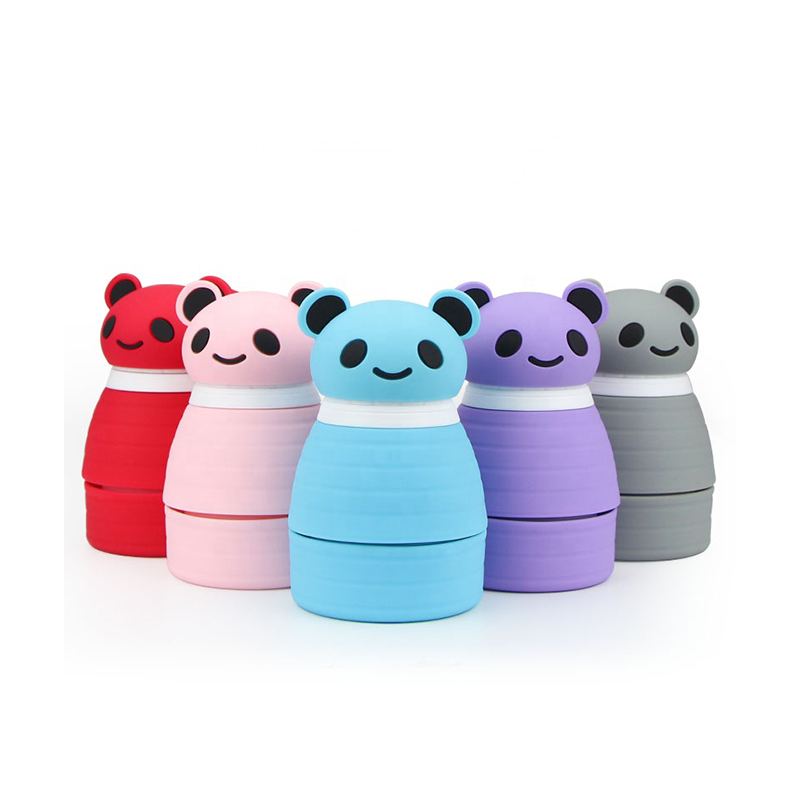 600ml 20oz Silicone foldable collapsible animal water bottle for kids